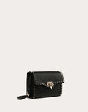 WOMEN'S VALENTINO GARAVANI SMALL ROCKSTUD GRAINY CALFSKIN CROSSBODY BAG BLACK