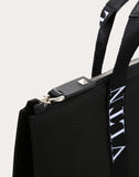 MEN'S VALENTINO GARAVANI LARGE NYLON BRIEFCASE WITH VLTN RIBBON STRAPS BLACK