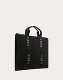 MEN'S VALENTINO GARAVANI LARGE NYLON BRIEFCASE WITH VLTN RIBBON STRAPS BLACK