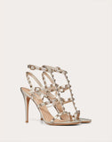 WOMEN'S VALENTINO GARAVANI ROCKSTUD METALLIC ANKLE STRAP SANDAL 100 MM CHAMPAGNE