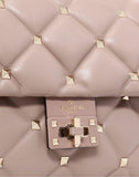 WOMEN'S VALENTINO GARAVANI MEDIUM CANDYSTUD TOP-HANDLE BAG POUDRE
