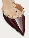 WOMEN'S VALENTINO GARAVANI ROCKSTUD PATENT ANKLE STRAP PUMP 65 MM MAROON