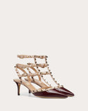 WOMEN'S VALENTINO GARAVANI ROCKSTUD PATENT ANKLE STRAP PUMP 65 MM MAROON