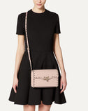 WOMEN'S VALENTINO GARAVANI SMALL ROCKSTUD GRAINY CALFSKIN CROSSBODY BAG POUDRE
