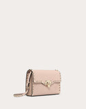 WOMEN'S VALENTINO GARAVANI SMALL ROCKSTUD GRAINY CALFSKIN CROSSBODY BAG POUDRE
