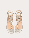 WOMEN'S VALENTINO GARAVANI ROCKSTUD METALLIC FLAT FLIP-FLOP SANDAL CHAMPAGNE