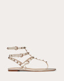 WOMEN'S VALENTINO GARAVANI ROCKSTUD METALLIC FLAT FLIP-FLOP SANDAL CHAMPAGNE