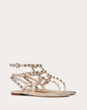 WOMEN'S VALENTINO GARAVANI ROCKSTUD METALLIC FLAT FLIP-FLOP SANDAL CHAMPAGNE