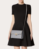 WOMEN'S VALENTINO GARAVANI SMALL ROCKSTUD GRAINY CALFSKIN CROSSBODY BAG PASTEL GRAY