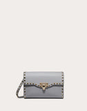 WOMEN'S VALENTINO GARAVANI SMALL ROCKSTUD GRAINY CALFSKIN CROSSBODY BAG PASTEL GRAY