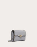 WOMEN'S VALENTINO GARAVANI SMALL ROCKSTUD GRAINY CALFSKIN CROSSBODY BAG PASTEL GRAY