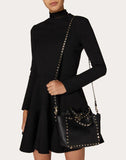 WOMEN'S VALENTINO GARAVANI MINI ROCKSTUD GRAINY CALFSKIN BAG BLACK