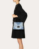 WOMEN'S VALENTINO GARAVANI MEDIUM DENIM CANDYSTUD TOP-HANDLE BAG LIGHT BLUE
