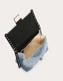 WOMEN'S VALENTINO GARAVANI MEDIUM DENIM CANDYSTUD TOP-HANDLE BAG LIGHT BLUE