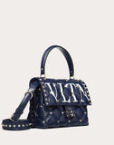 WOMEN'S VALENTINO GARAVANI MEDIUM VLTN CANDYSTUD TOP-HANDLE BAG BLUE