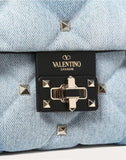 WOMEN'S VALENTINO GARAVANI MINI DENIM CANDYSTUD TOP-HANDLE BAG LIGHT BLUE