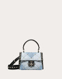 WOMEN'S VALENTINO GARAVANI MINI DENIM CANDYSTUD TOP-HANDLE BAG LIGHT BLUE