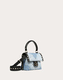 WOMEN'S VALENTINO GARAVANI MINI DENIM CANDYSTUD TOP-HANDLE BAG LIGHT BLUE