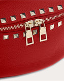 WOMEN'S VALENTINO GARAVANI ROCKSTUD GRAINY CALFSKIN BELT BAG ROSSO VALENTINO