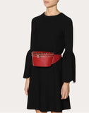 WOMEN'S VALENTINO GARAVANI ROCKSTUD GRAINY CALFSKIN BELT BAG ROSSO VALENTINO