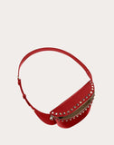 WOMEN'S VALENTINO GARAVANI ROCKSTUD GRAINY CALFSKIN BELT BAG ROSSO VALENTINO