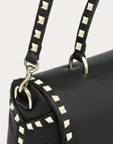 WOMEN'S VALENTINO GARAVANI MEDIUM GRAIN CALFSKIN LEATHER ROCKSTUD HANDBAG BLACK