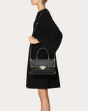 WOMEN'S VALENTINO GARAVANI MEDIUM GRAIN CALFSKIN LEATHER ROCKSTUD HANDBAG BLACK