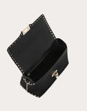 WOMEN'S VALENTINO GARAVANI MEDIUM GRAIN CALFSKIN LEATHER ROCKSTUD HANDBAG BLACK