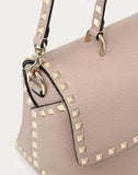 WOMEN'S VALENTINO GARAVANI MEDIUM GRAIN CALFSKIN LEATHER ROCKSTUD HANDBAG POUDRE