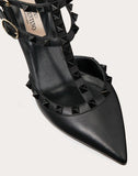 WOMEN'S VALENTINO GARAVANI ROCKSTUD ANKLE STRAP PUMP WITH TONAL STUDS 65 MM BLACK