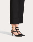 WOMEN'S VALENTINO GARAVANI ROCKSTUD ANKLE STRAP PUMP WITH TONAL STUDS 65 MM BLACK