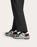 MEN'S VALENTINO GARAVANI BOUNCE CAMOUFLAGE FABRIC AND METALLIC LEATHER SNEAKER SILVER