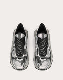 MEN'S VALENTINO GARAVANI BOUNCE CAMOUFLAGE FABRIC AND METALLIC LEATHER SNEAKER SILVER