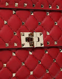 WOMEN'S VALENTINO GARAVANI MEDIUM ROCKSTUD SPIKE NAPPA LEATHER BAG ROSSO VALENTINO