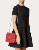 WOMEN'S VALENTINO GARAVANI MEDIUM ROCKSTUD SPIKE NAPPA LEATHER BAG ROSSO VALENTINO