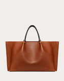 WOMEN'S VALENTINO GARAVANI MEDIUM VLOGO ESCAPE COWHIDE SHOPPER TAN