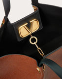 WOMEN'S VALENTINO GARAVANI MEDIUM VLOGO ESCAPE COWHIDE SHOPPER TAN