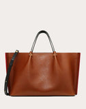 WOMEN'S VALENTINO GARAVANI MEDIUM VLOGO ESCAPE COWHIDE SHOPPER TAN
