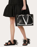 WOMEN'S VALENTINO GARAVANI MEDIUM VLOGO ESCAPE SHOPPER WITH INLAY DETAIL BLACK