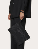 MEN'S VALENTINO GARAVANI LARGE NYLON CAMOUFLAGE NOIR CLUTCH BLACK