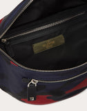 MEN'S VALENTINO GARAVANI CAMOUFLAGE NYLON BELT BAG WITH VLTN RIBBON STRAP NAVY/ RED