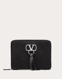 MEN'S VALENTINO GARAVANI LARGE NYLON VRING CLUTCH BLACK