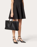 WOMEN'S VALENTINO GARAVANI MEDIUM VLOGO ESCAPE SHOPPER WITH MULTI-STRIPE DESIGN