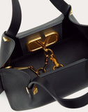 WOMEN'S VALENTINO GARAVANI SMALL VLOGO ESCAPE GRAINY CALFSKIN SHOPPER BLACK