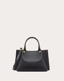 WOMEN'S VALENTINO GARAVANI SMALL VLOGO ESCAPE GRAINY CALFSKIN SHOPPER BLACK