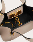 WOMEN'S VALENTINO GARAVANI SMALL VLOGO ESCAPE GRAINY CALFSKIN SHOPPER POUDRE