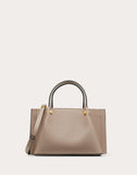 WOMEN'S VALENTINO GARAVANI SMALL VLOGO ESCAPE GRAINY CALFSKIN SHOPPER POUDRE
