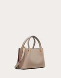WOMEN'S VALENTINO GARAVANI SMALL VLOGO ESCAPE GRAINY CALFSKIN SHOPPER POUDRE