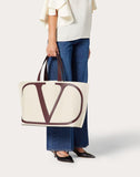 WOMEN'S VALENTINO GARAVANI VLOGO CANVAS BEACH BAG BEIGE