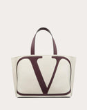 WOMEN'S VALENTINO GARAVANI VLOGO CANVAS BEACH BAG BEIGE